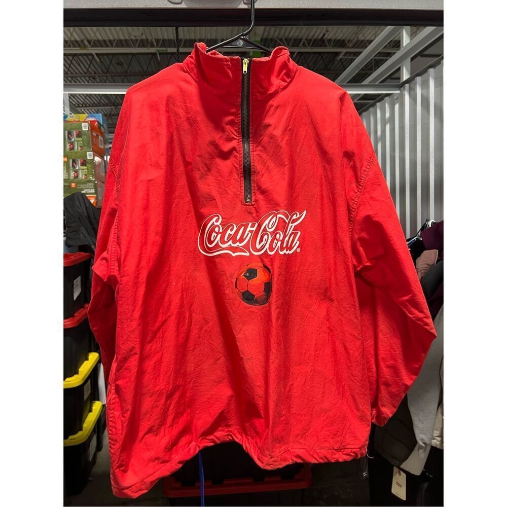 VINTAGE Coca-Cola SOCCER Jacket Wind Resistant XL - Picture 2 of 14